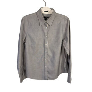 Talbots Classic Gray Dress Button Down Shirt Size 8P Wrinkle Resistant Office